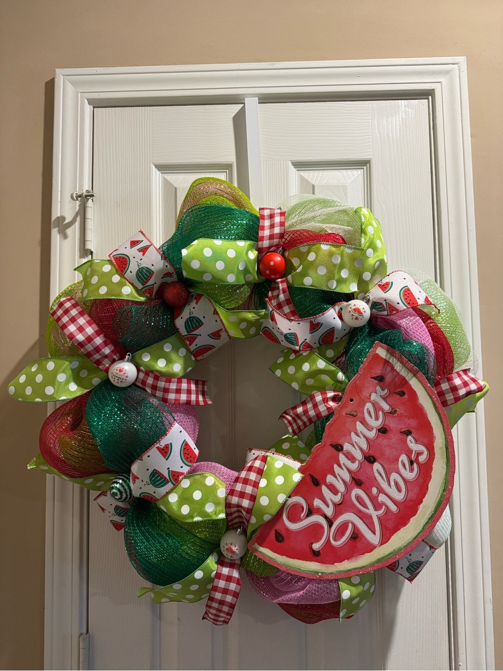 Summer Vibes Watermelon Holiday Wreath - Green, Pink, Red